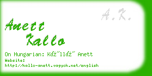 anett kallo business card